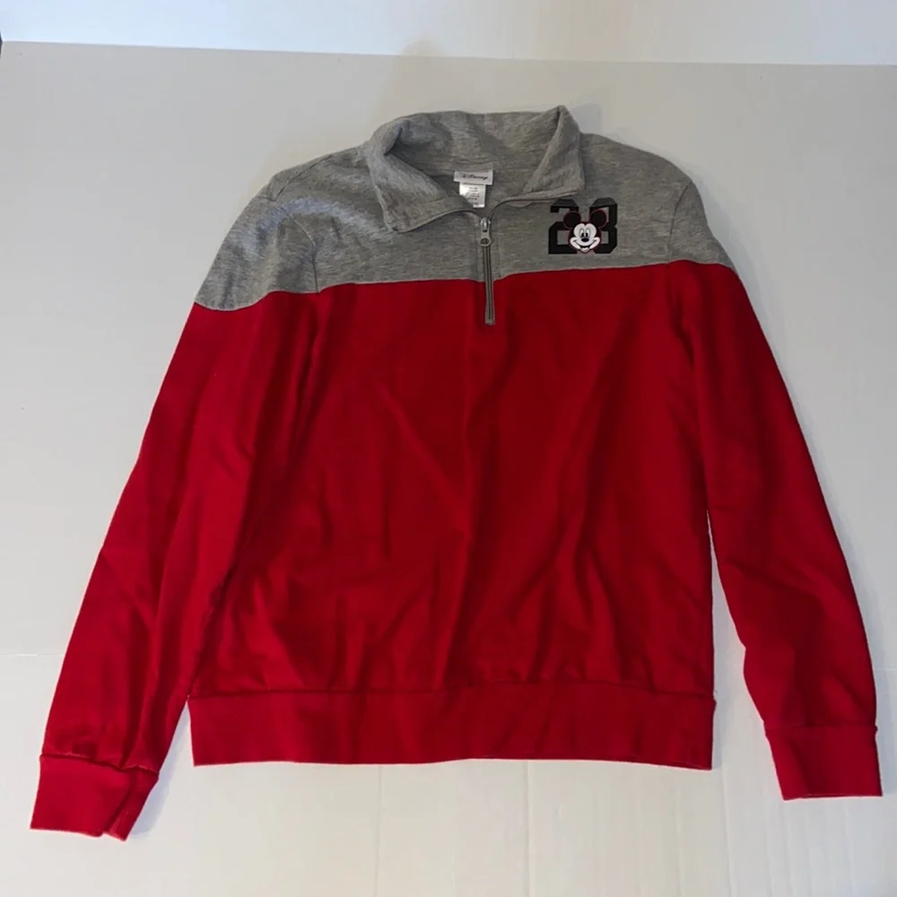 Disney Quarter Zip Long Sleeve Mickey Mouse Sweat Shirt Size L(11/13)